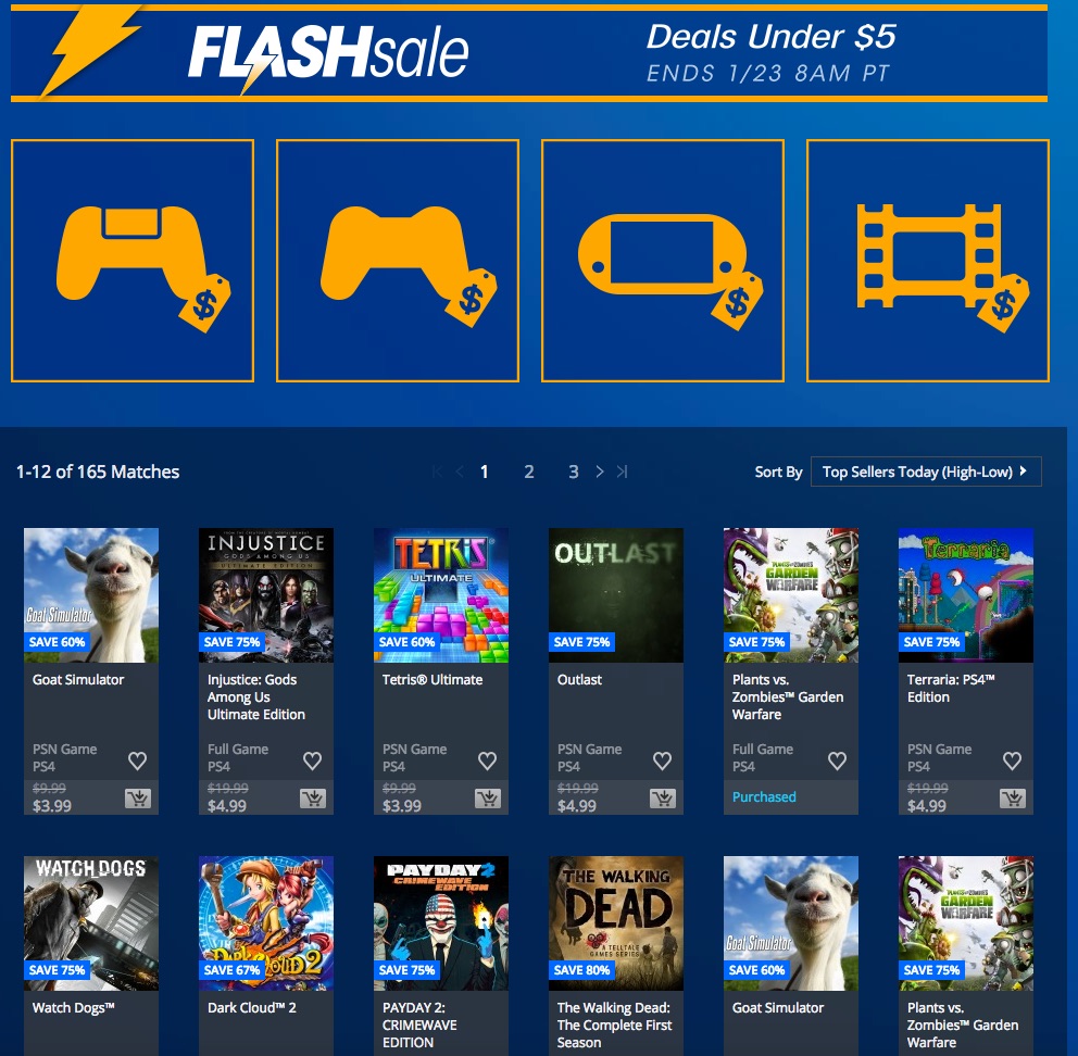 January 20, 2017 Flash Sale is up on the PSN