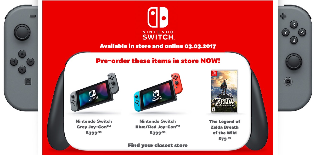 Toys R Us Canada is now doing in-store pre-orders for the Nintendo Switch